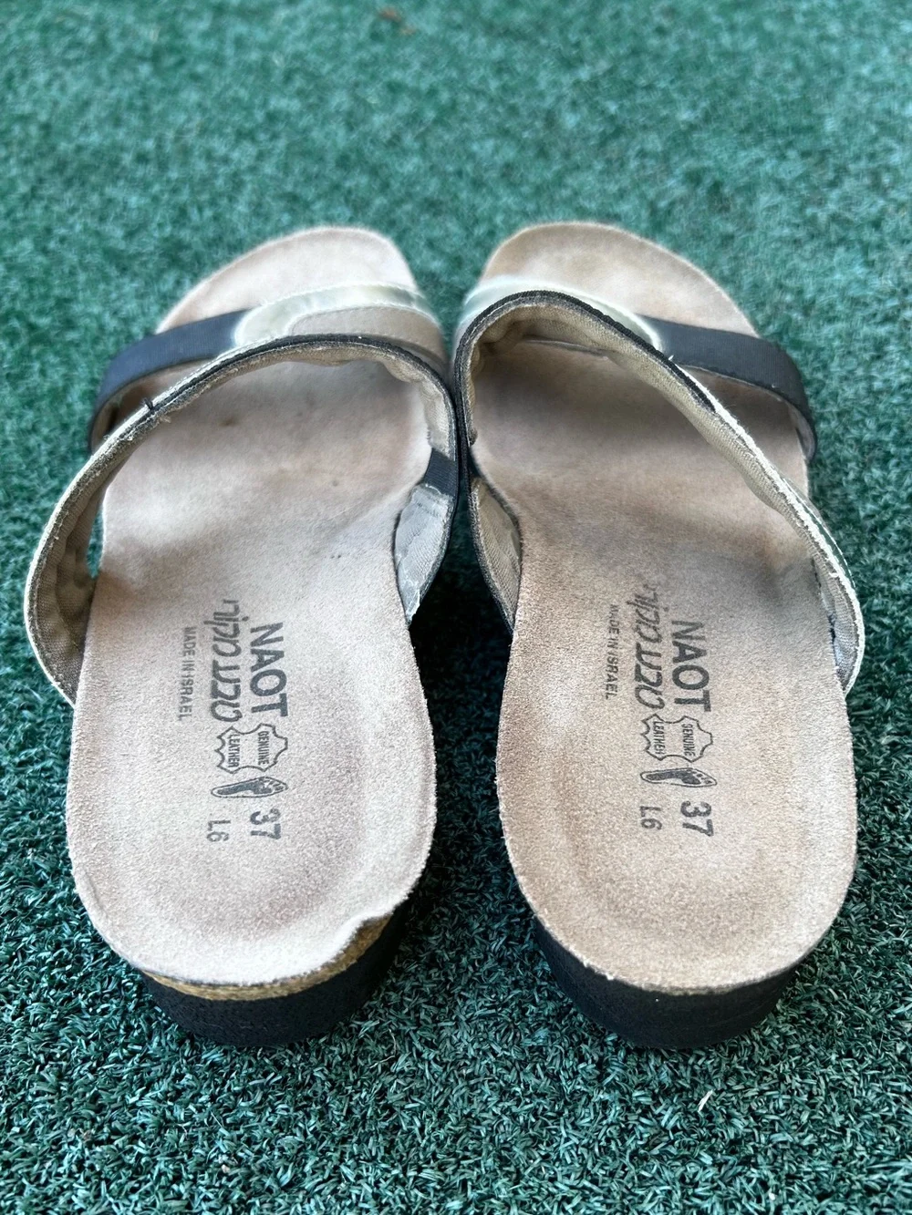 Naot Frankie Slide Sandal Leather Black Silver 37 - Picture 6 of 13